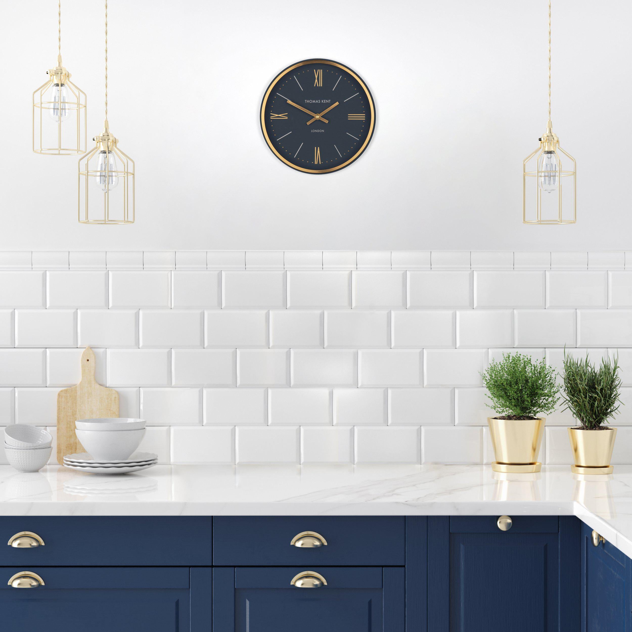 Hampton Wall Clock in Navy - Navy