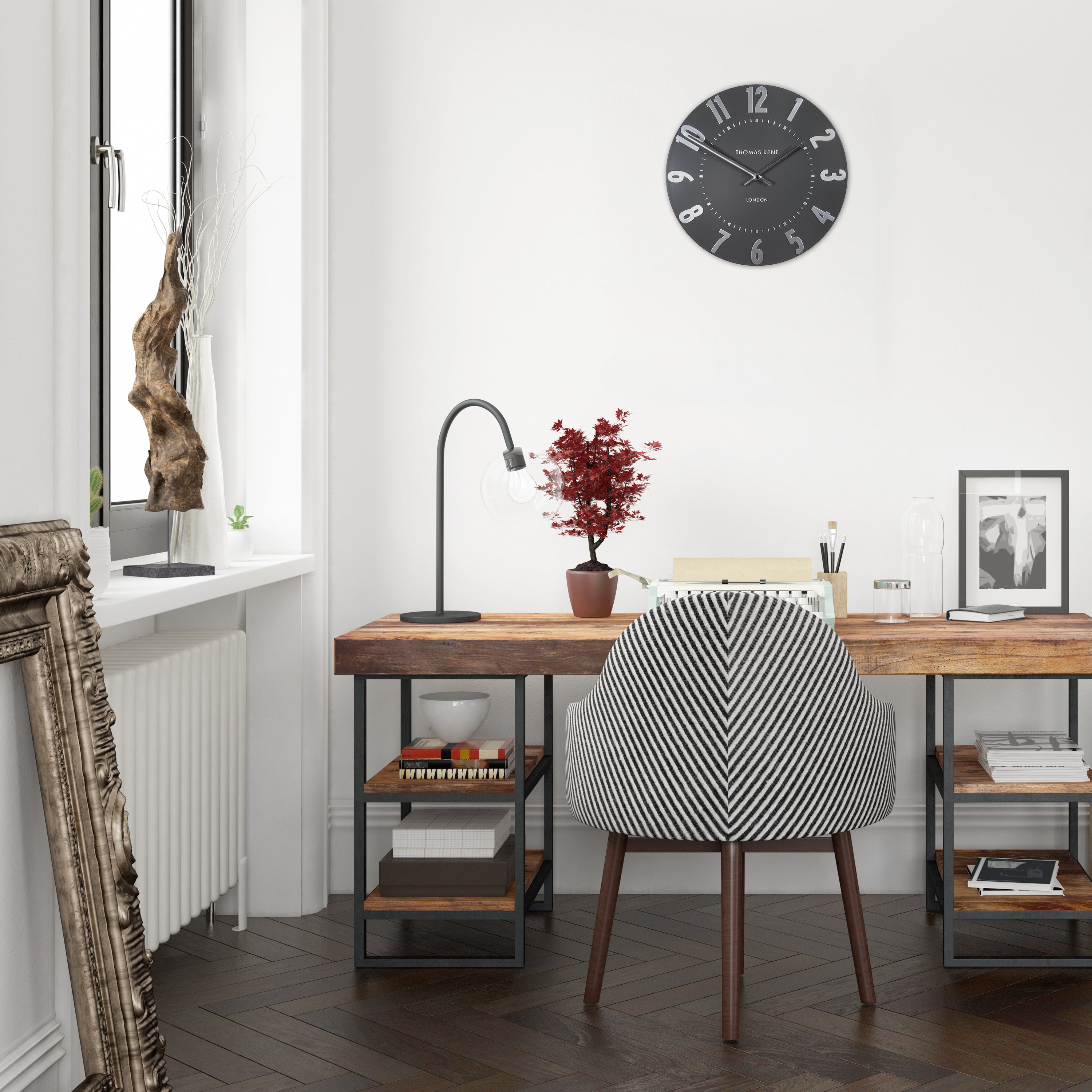 Mulberry Wall Clock in Graphite Silver - Graphite Silver