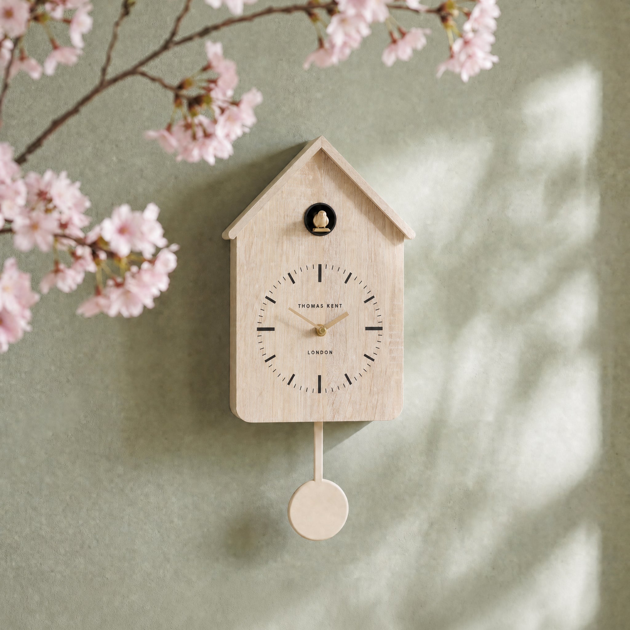 Cuckoo Wall Clock in Washed Oak