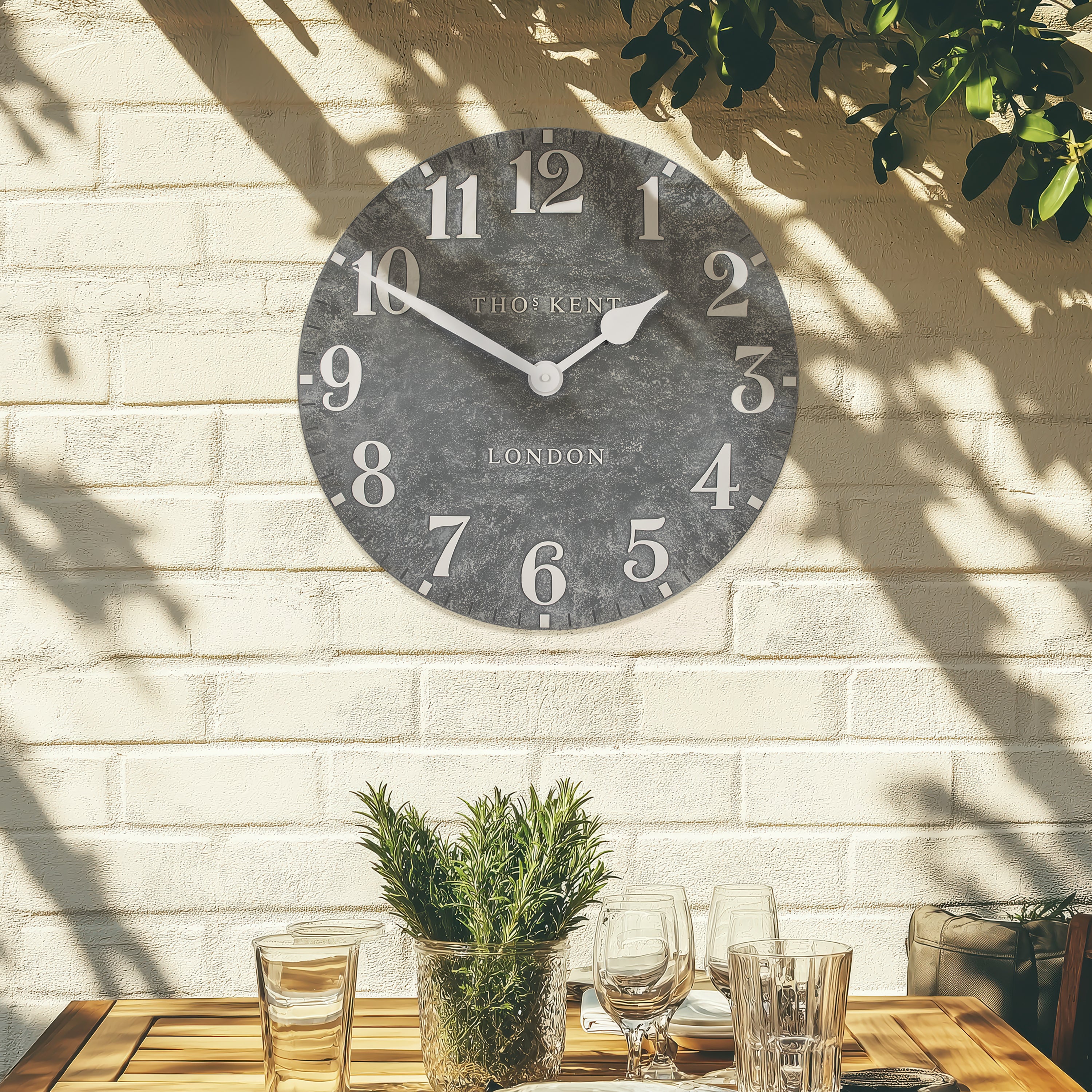 Arabic Outdoor Wall Clock in Cement Grey