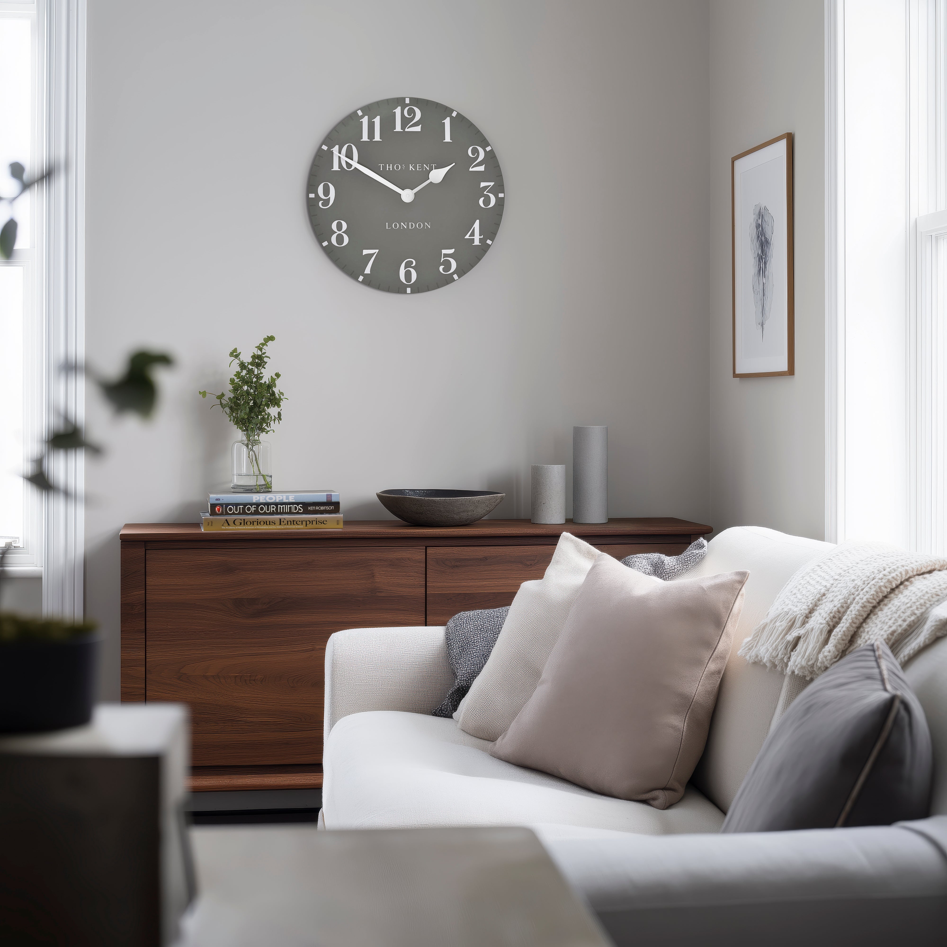 Arabic Large Wall Clock in Dolphin Grey