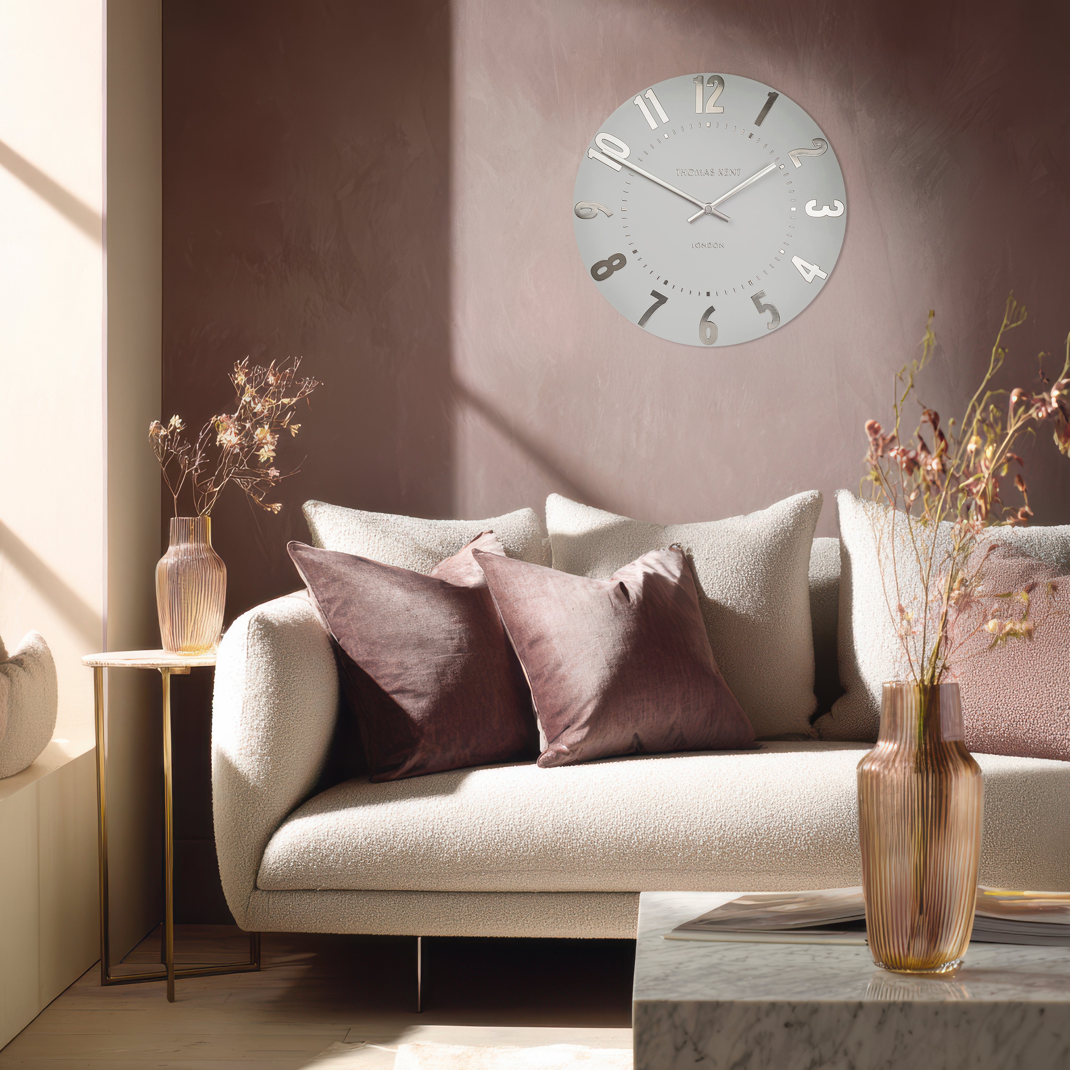 Mulberry Large Wall Clock in Silver Cloud