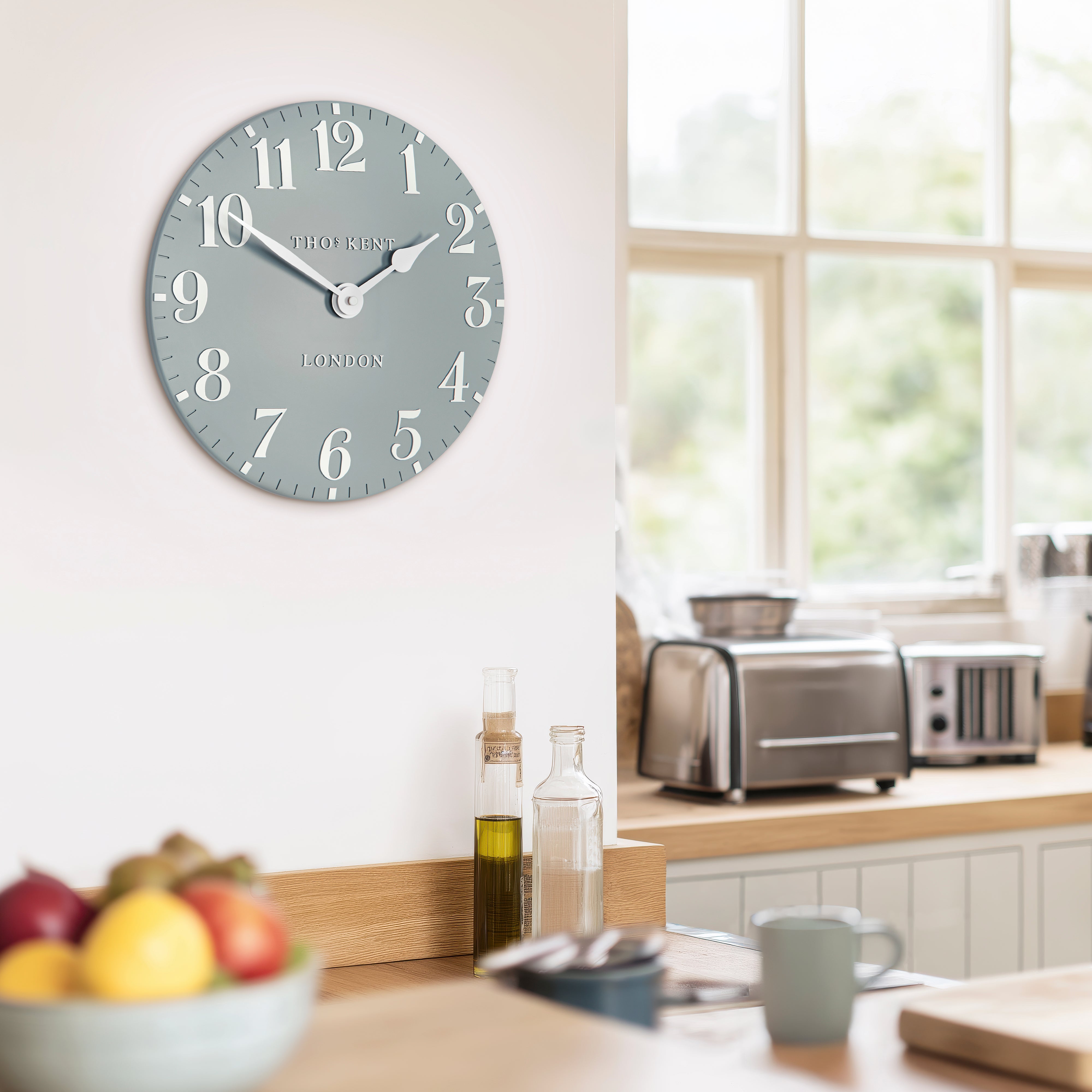 Arabic Small Wall Clock in Flax Blue