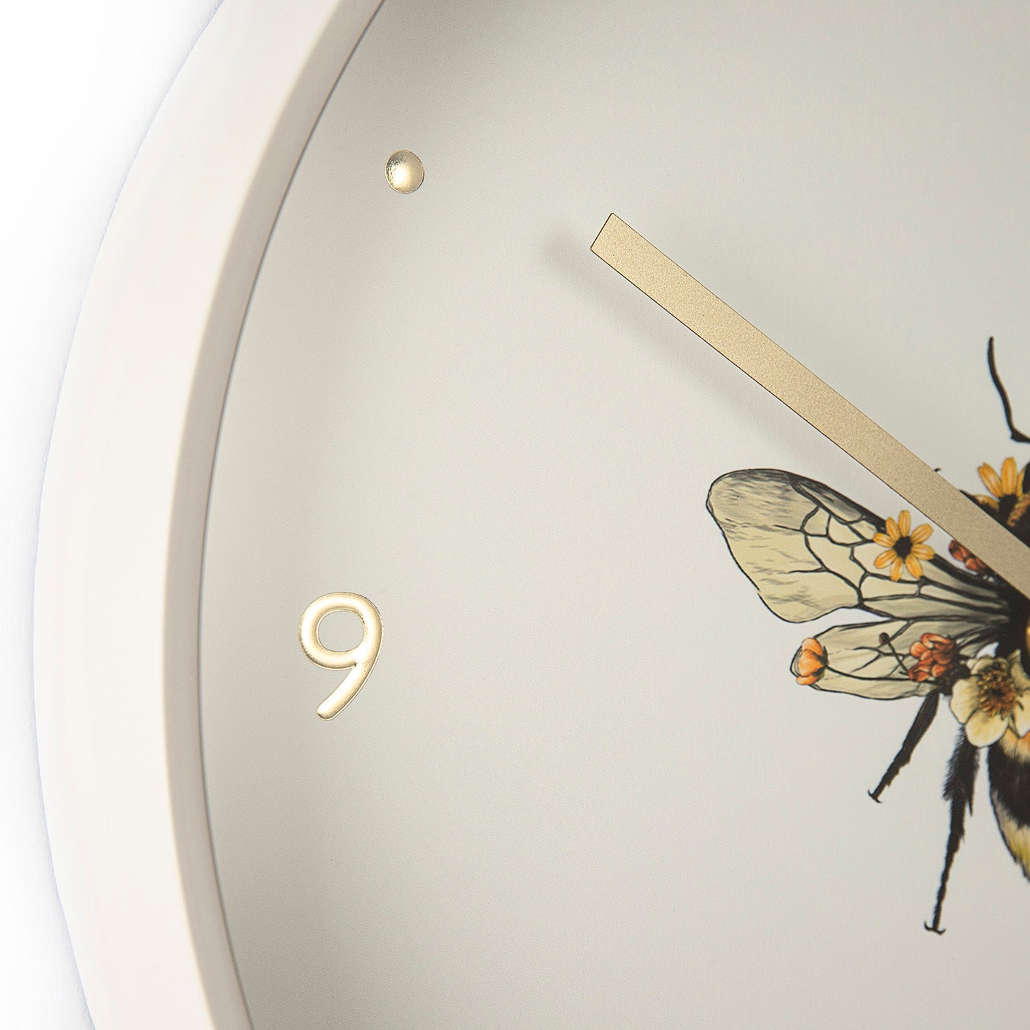 Bee In Bloom Wall Clock - Cream