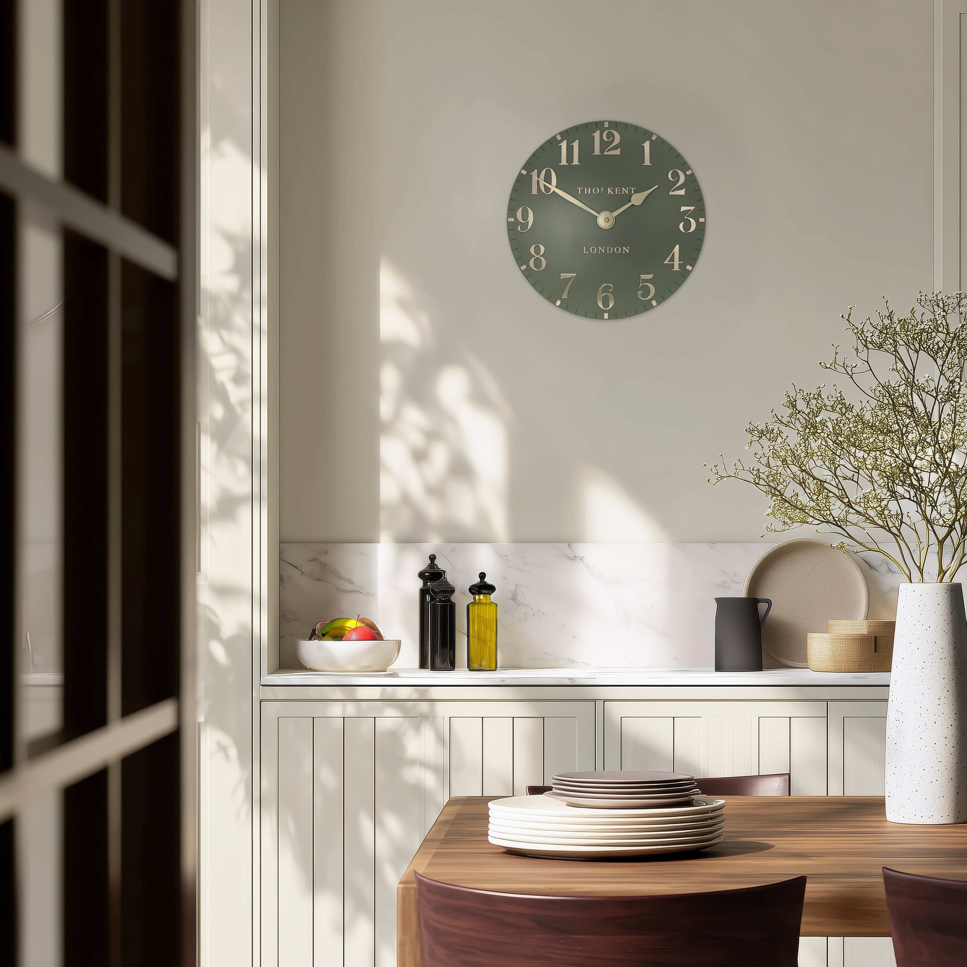 Arabic Small Wall Clock in Lichen Green