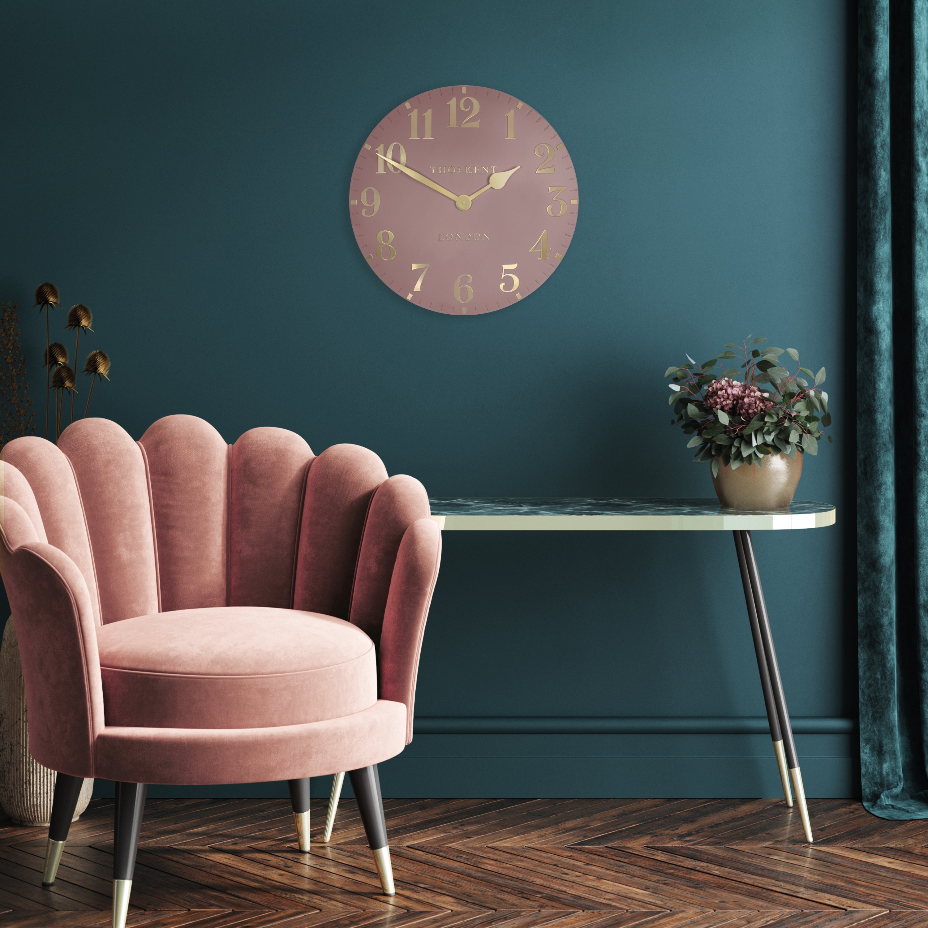 Arabic Wall Clock in Blush Pink