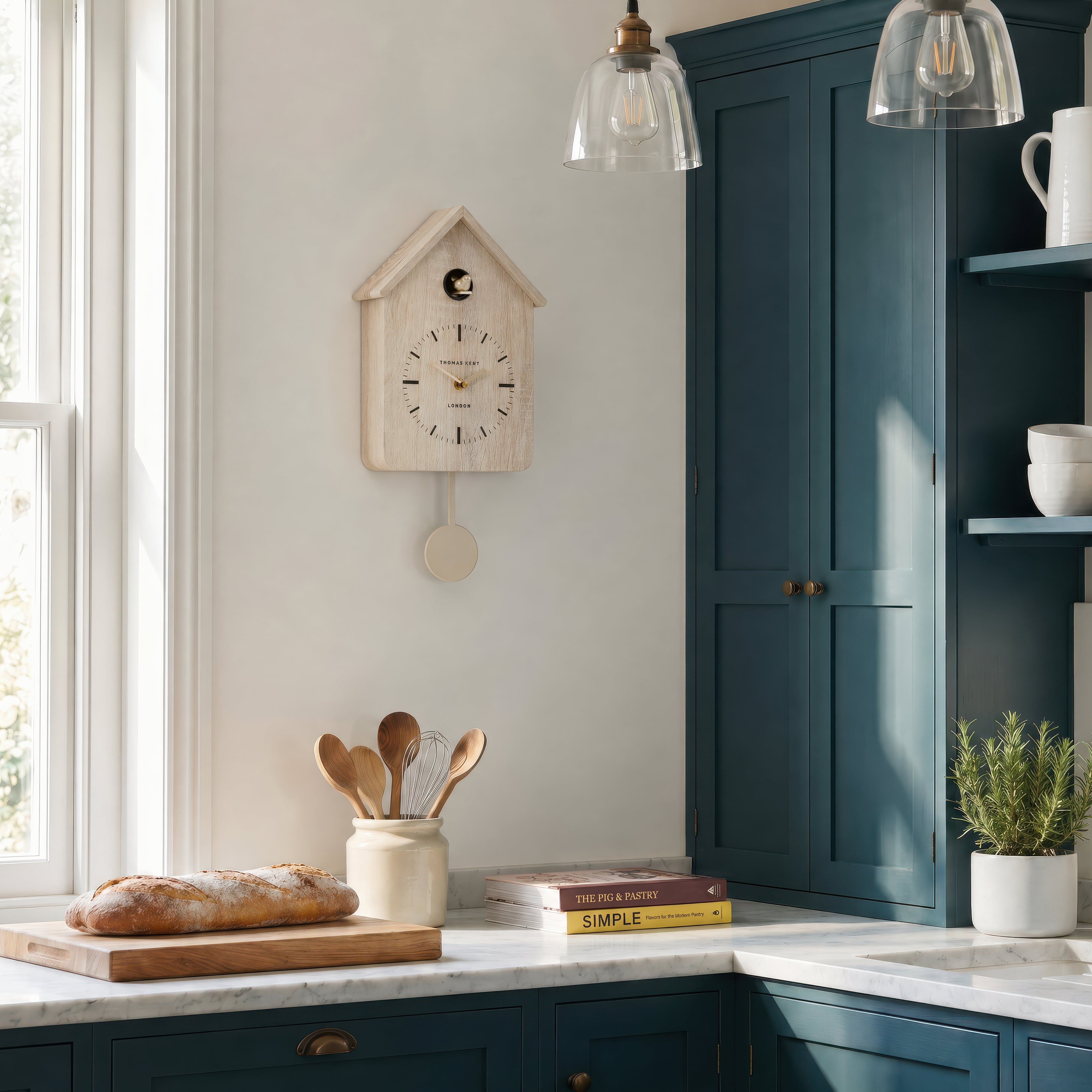 Cuckoo Wall Clock in Washed Oak