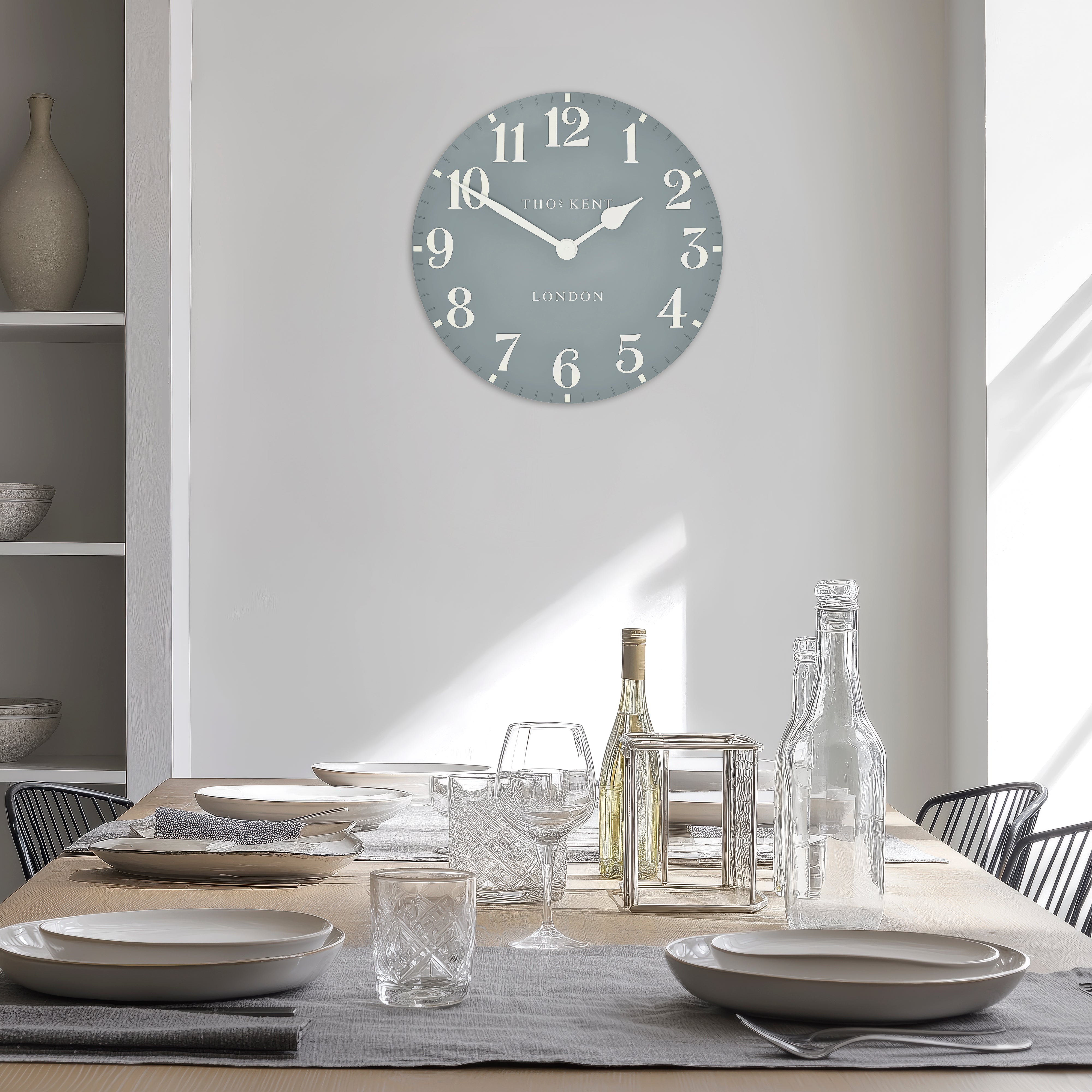 Arabic Large Wall Clock in Flax Blue