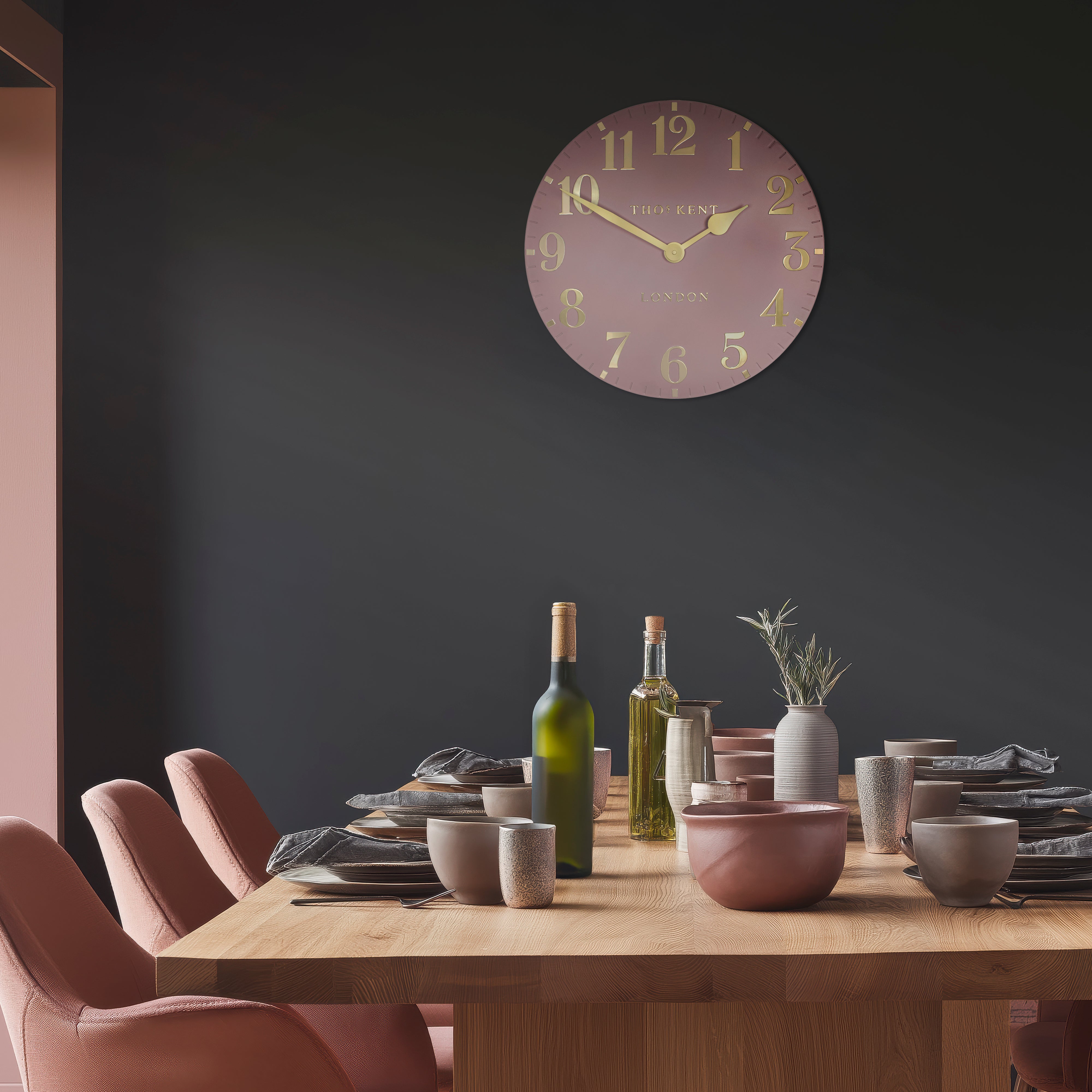 Arabic Large Wall Clock in Blush Pink