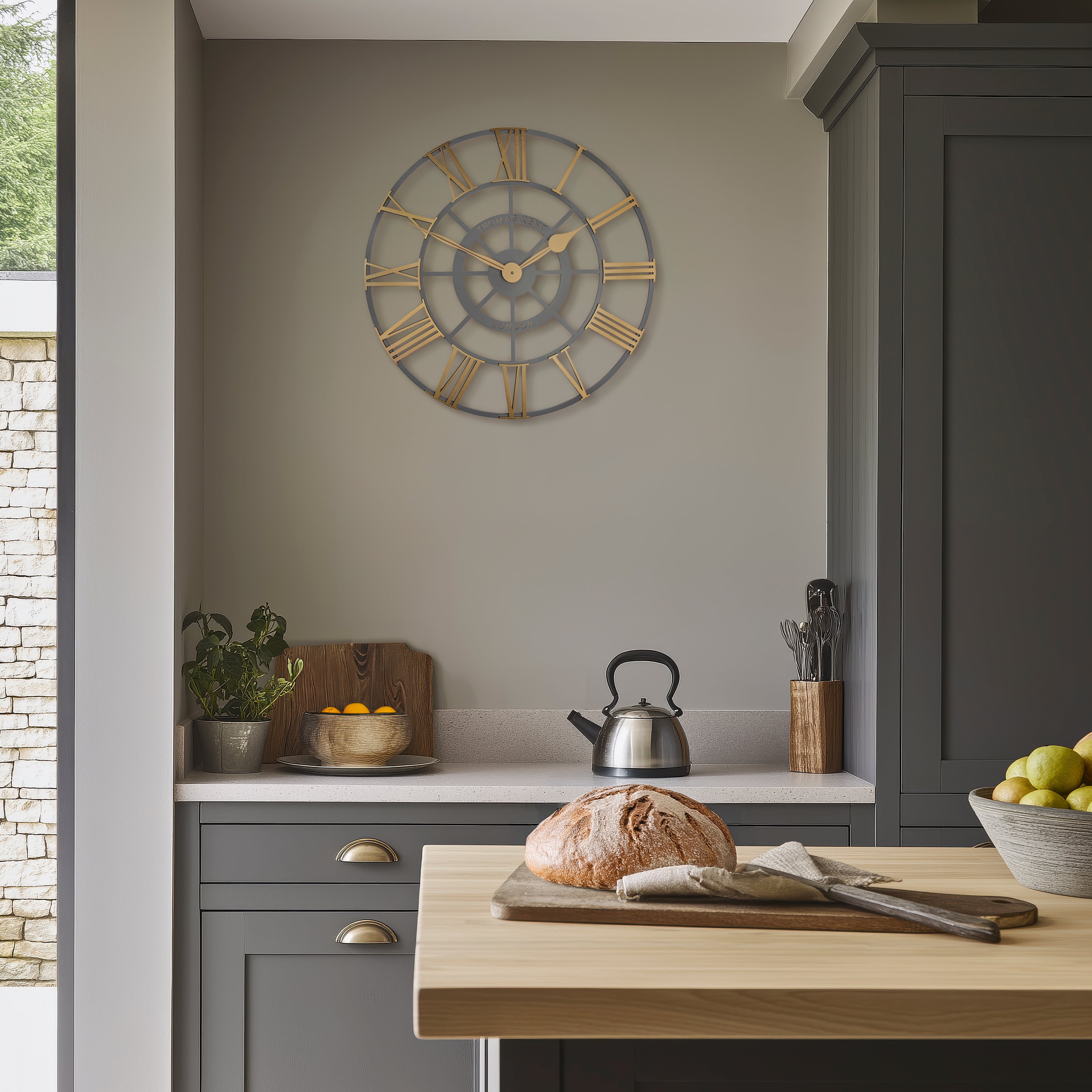 Evening Star Wall Clock in Grey
