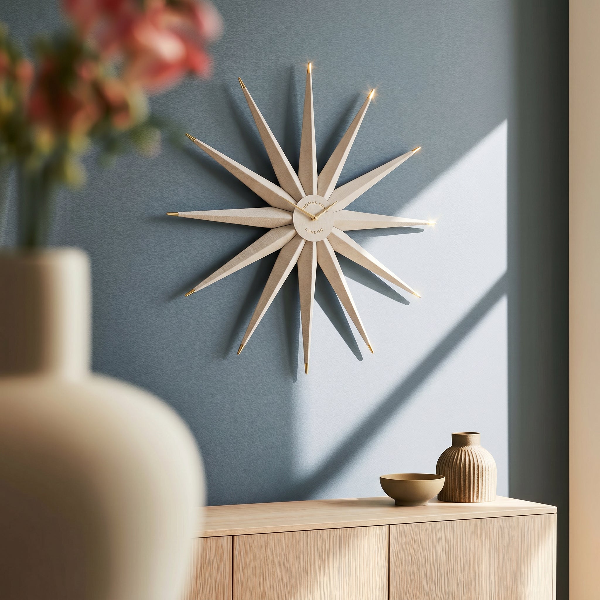 North Star Oversized Wall Clock in Light Oak