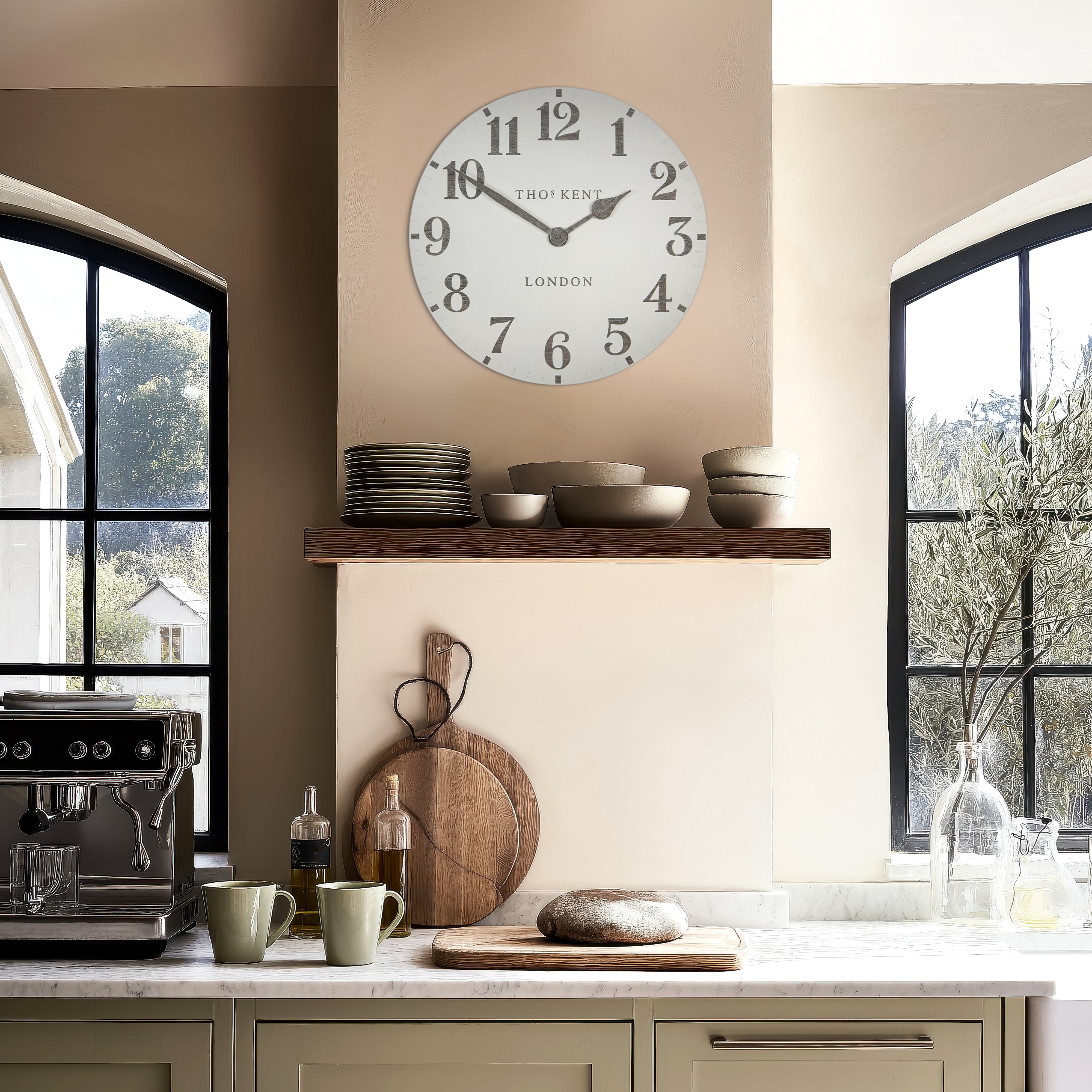 Arabic Large Wall Clock in Limestone